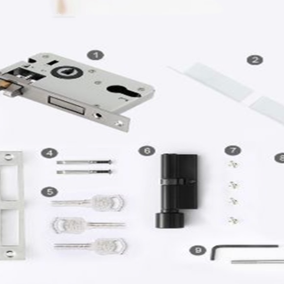 Modern Door Handle with Lock, Black, Mortise Lockset - Picture 5 of 6